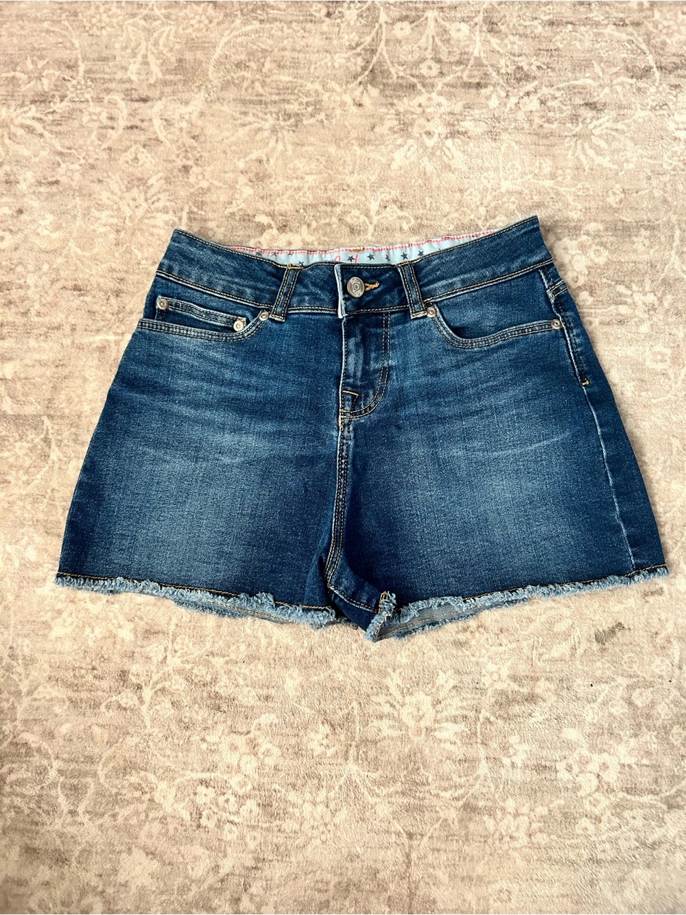 Boden Dark Blue Denim Frayed-Hem Shorts